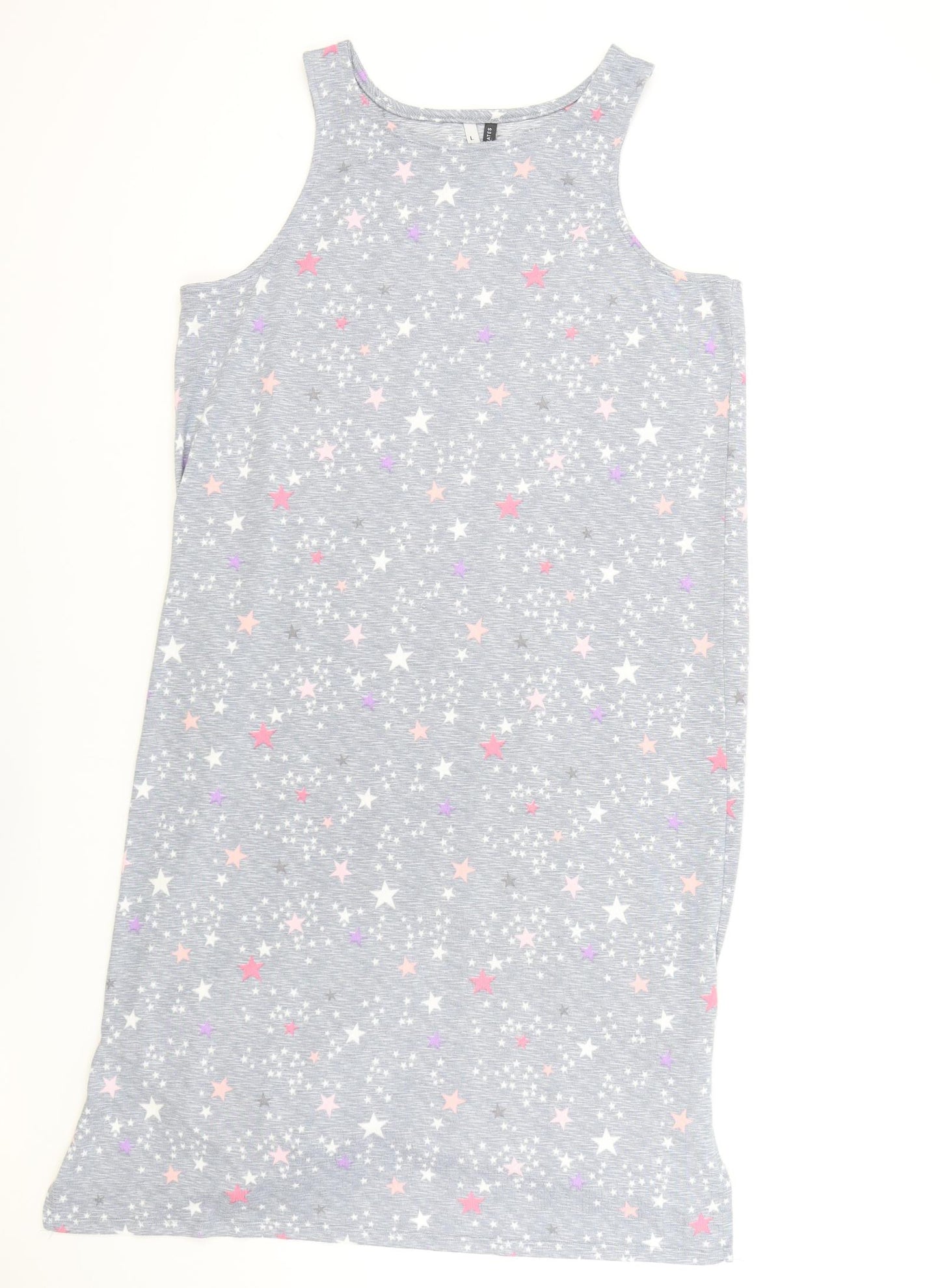 Jaclyn Intimates Womens Grey Geometric Cotton Cami Nightshirt Size L - Star Print