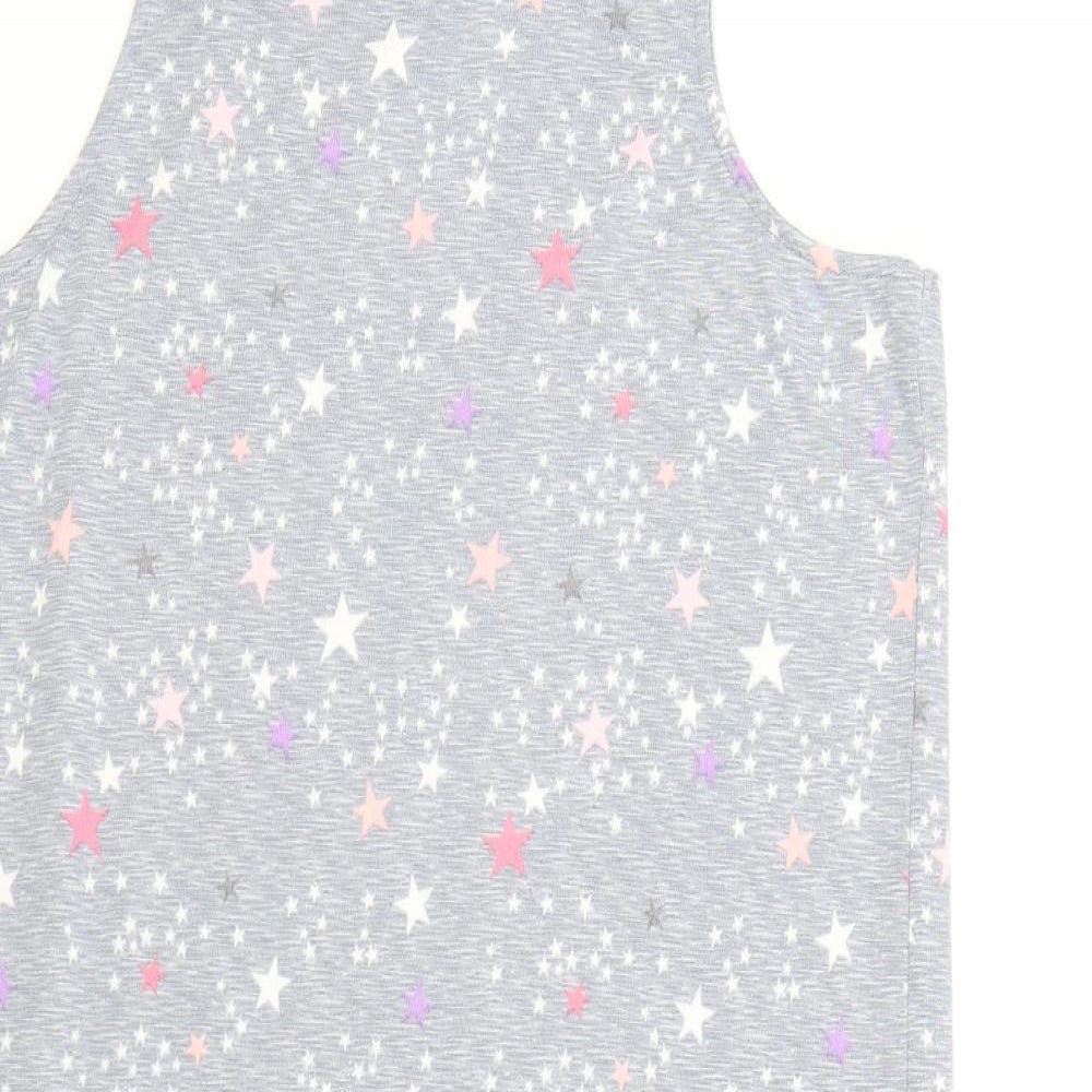 Jaclyn Intimates Womens Grey Geometric Cotton Cami Nightshirt Size L - Star Print