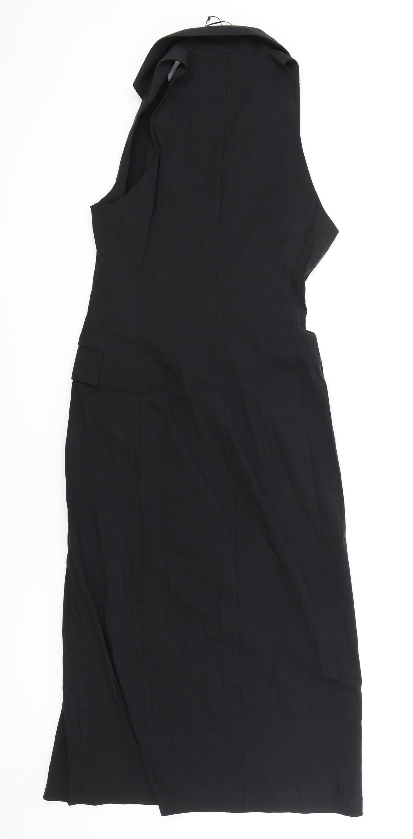 Zara Womens Black Polyester Shirt Dress Size 6 Collared Button