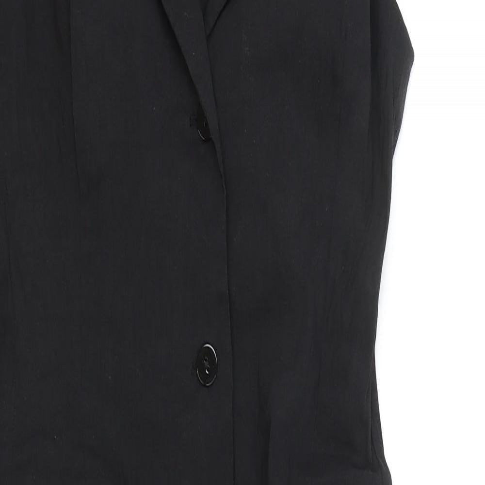 Zara Womens Black Polyester Shirt Dress Size 6 Collared Button