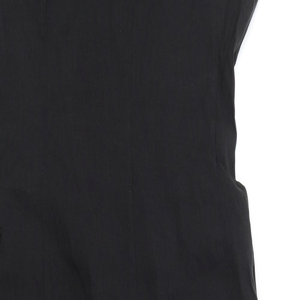 Zara Womens Black Polyester Shirt Dress Size 6 Collared Button