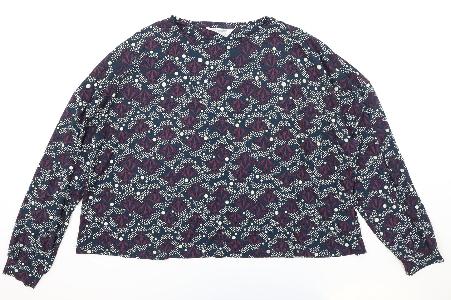 Primark Womens Blue Round Neck Geometric Polyester Pullover Jumper Size XL