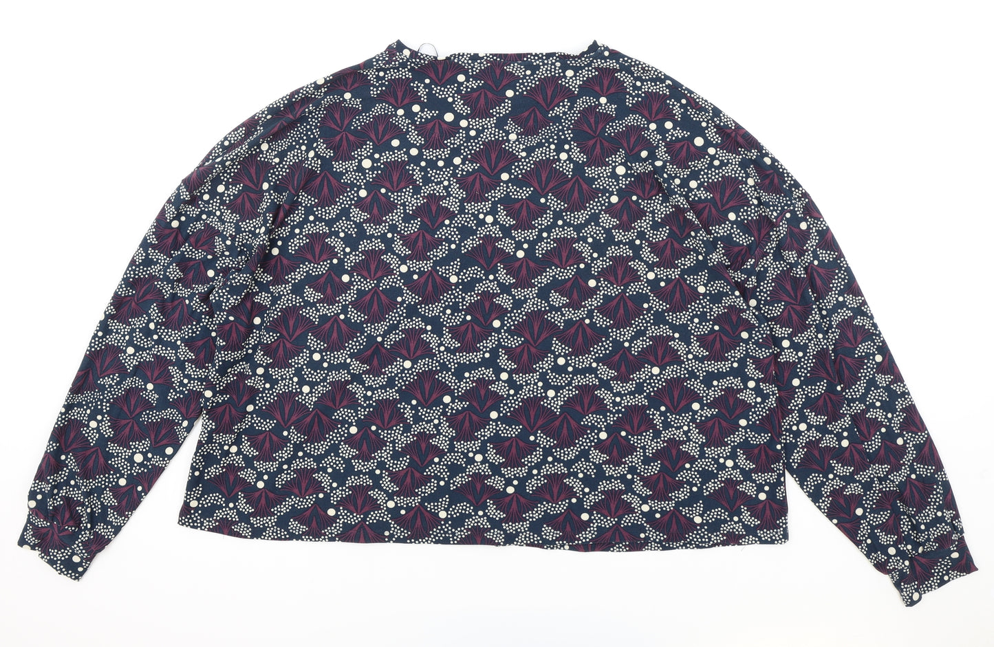 Primark Womens Blue Round Neck Geometric Polyester Pullover Jumper Size XL