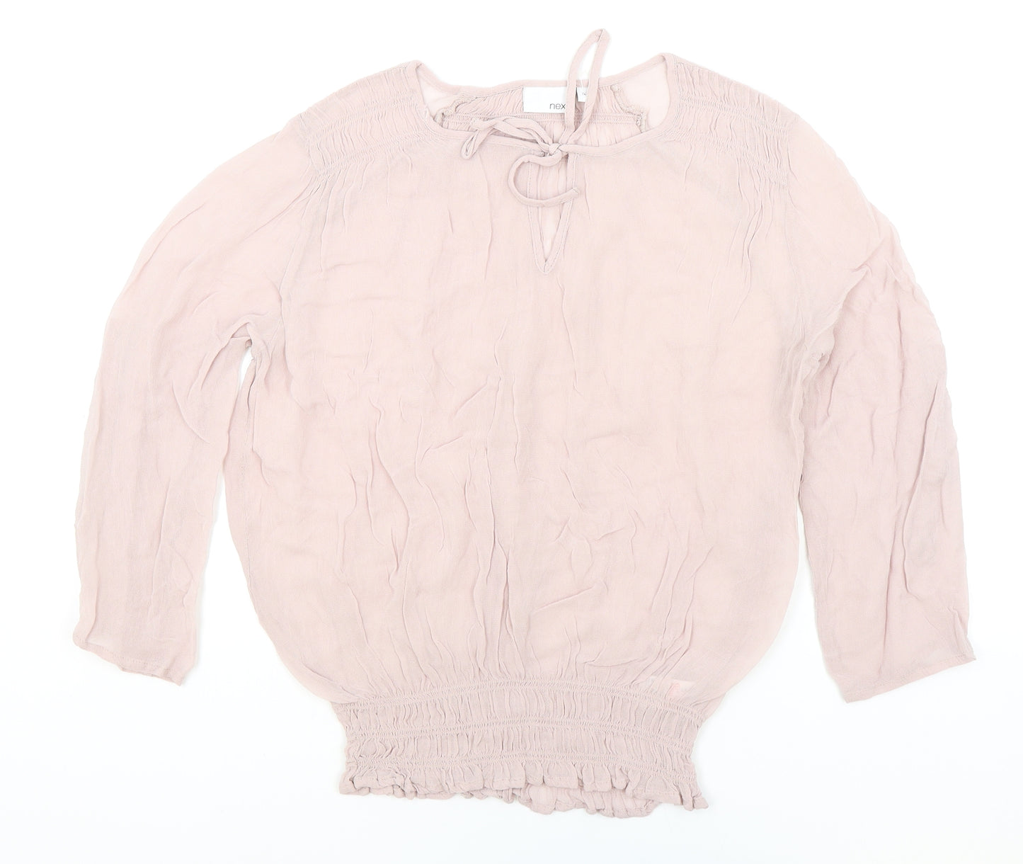 NEXT Womens Pink Polyester Cropped Blouse Size 14 V-Neck