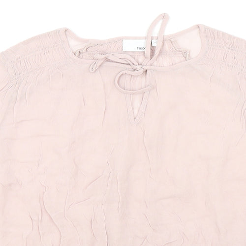 NEXT Womens Pink Polyester Cropped Blouse Size 14 V-Neck