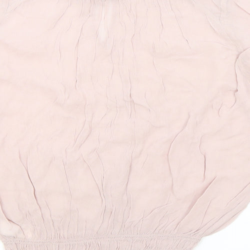 NEXT Womens Pink Polyester Cropped Blouse Size 14 V-Neck