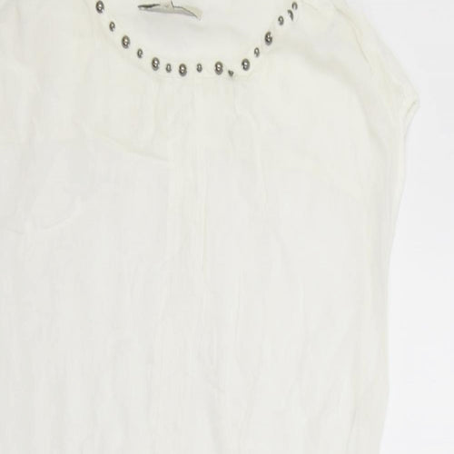 NEXT Womens White Viscose Basic Blouse Size 12 Boat Neck