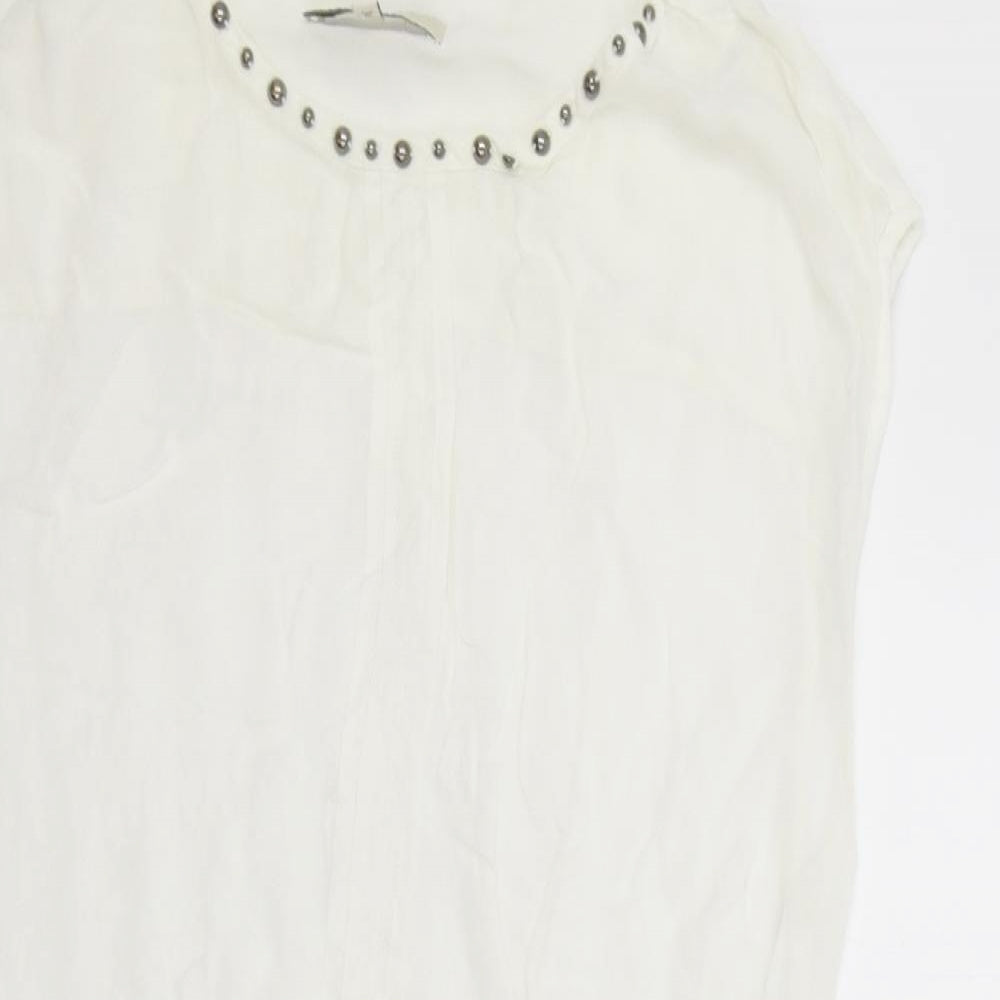 NEXT Womens White Viscose Basic Blouse Size 12 Boat Neck