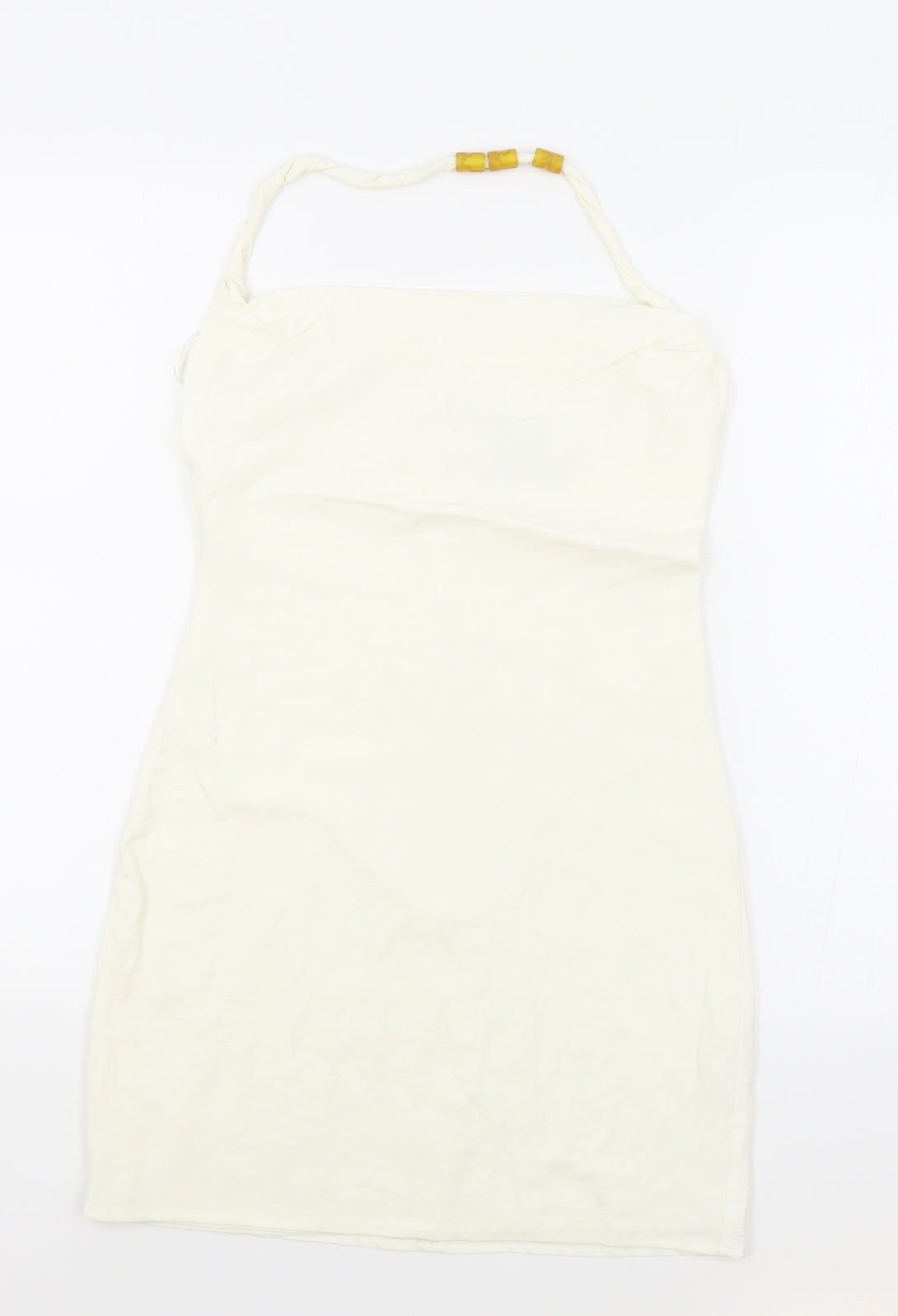 Zara Womens White Viscose Mini Size 10 Square Neck Zip