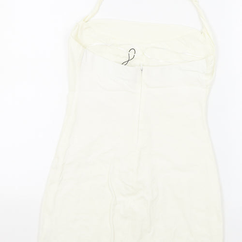 Zara Womens White Viscose Mini Size 10 Square Neck Zip