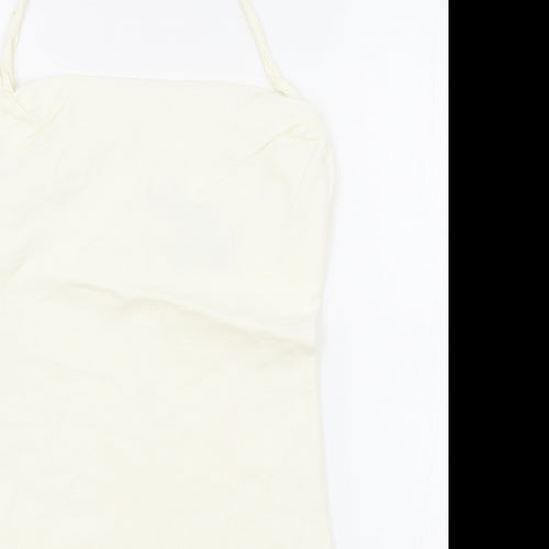 Zara Womens White Viscose Mini Size 10 Square Neck Zip