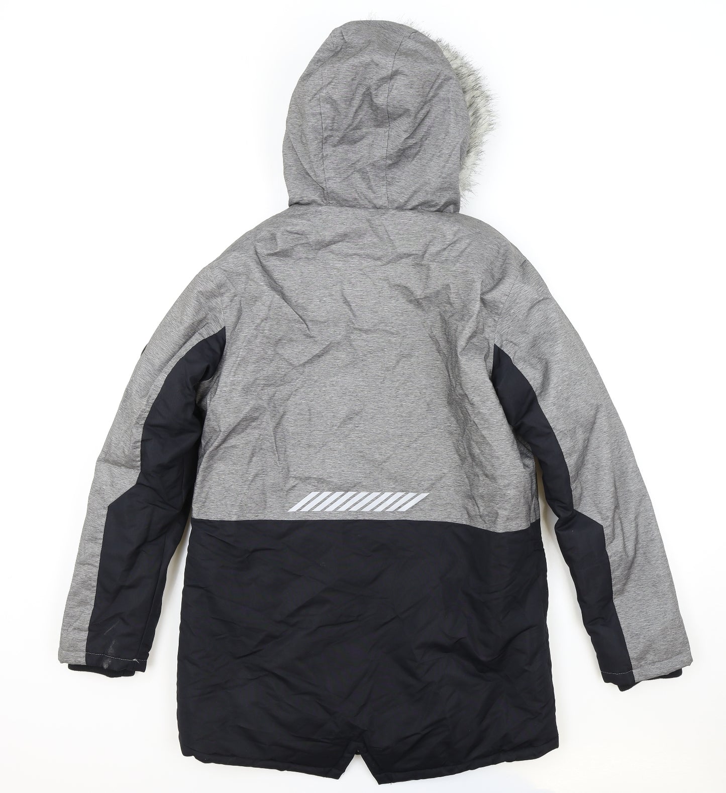 Primark Boys Grey Parka Coat Size 13-14 Years Zip