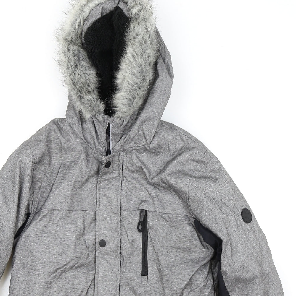 Primark Boys Grey Parka Coat Size 13-14 Years Zip
