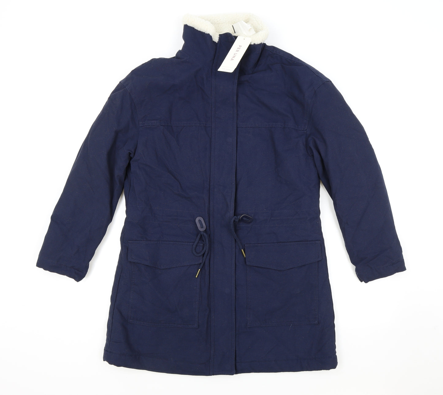 Per Una Womens Blue Military Jacket Coat Size 8 Zip