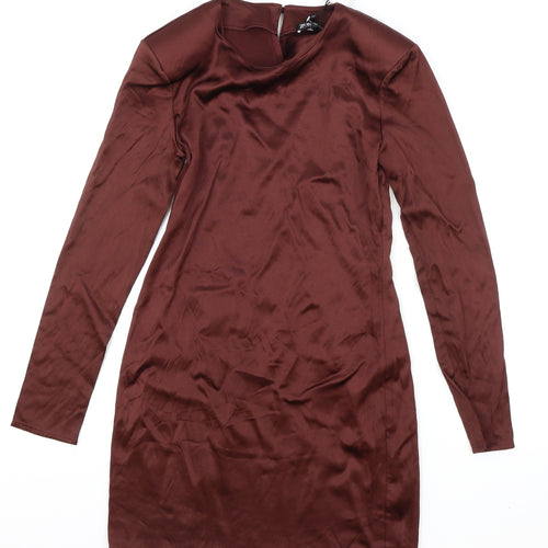 Zara Womens Red Viscose A-Line Size S Round Neck Button - Shoulder Pads