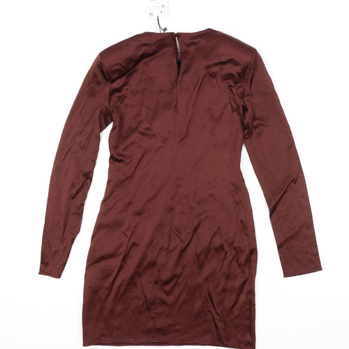 Zara Womens Red Viscose A-Line Size S Round Neck Button - Shoulder Pads
