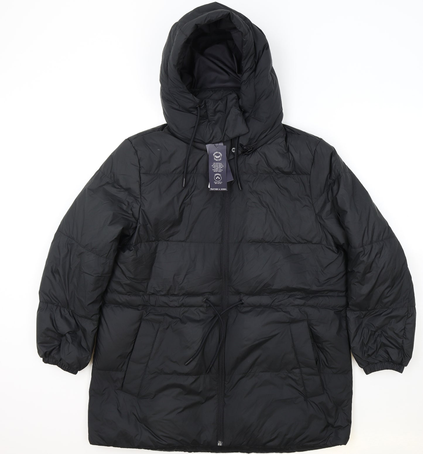 Marks and Spencer Womens Black Puffer Jacket Coat Size 14 Zip