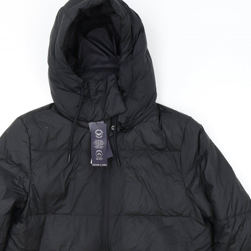 Marks and Spencer Womens Black Puffer Jacket Coat Size 14 Zip