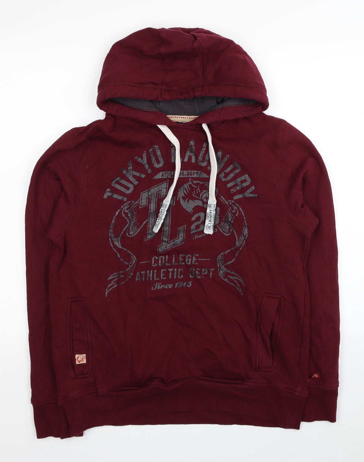 Tokyo Laundry Mens Red Cotton Pullover Hoodie Size S