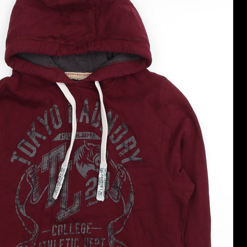 Tokyo Laundry Mens Red Cotton Pullover Hoodie Size S