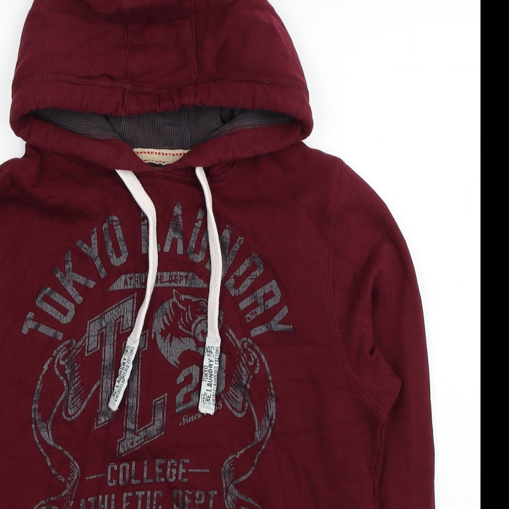 Tokyo Laundry Mens Red Cotton Pullover Hoodie Size S