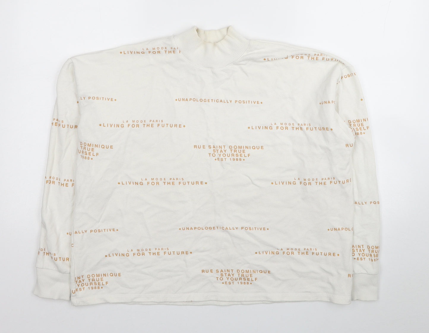 River Island Womens White Cotton Pullover Sweatshirt Size S Pullover - Unapologetically Positive