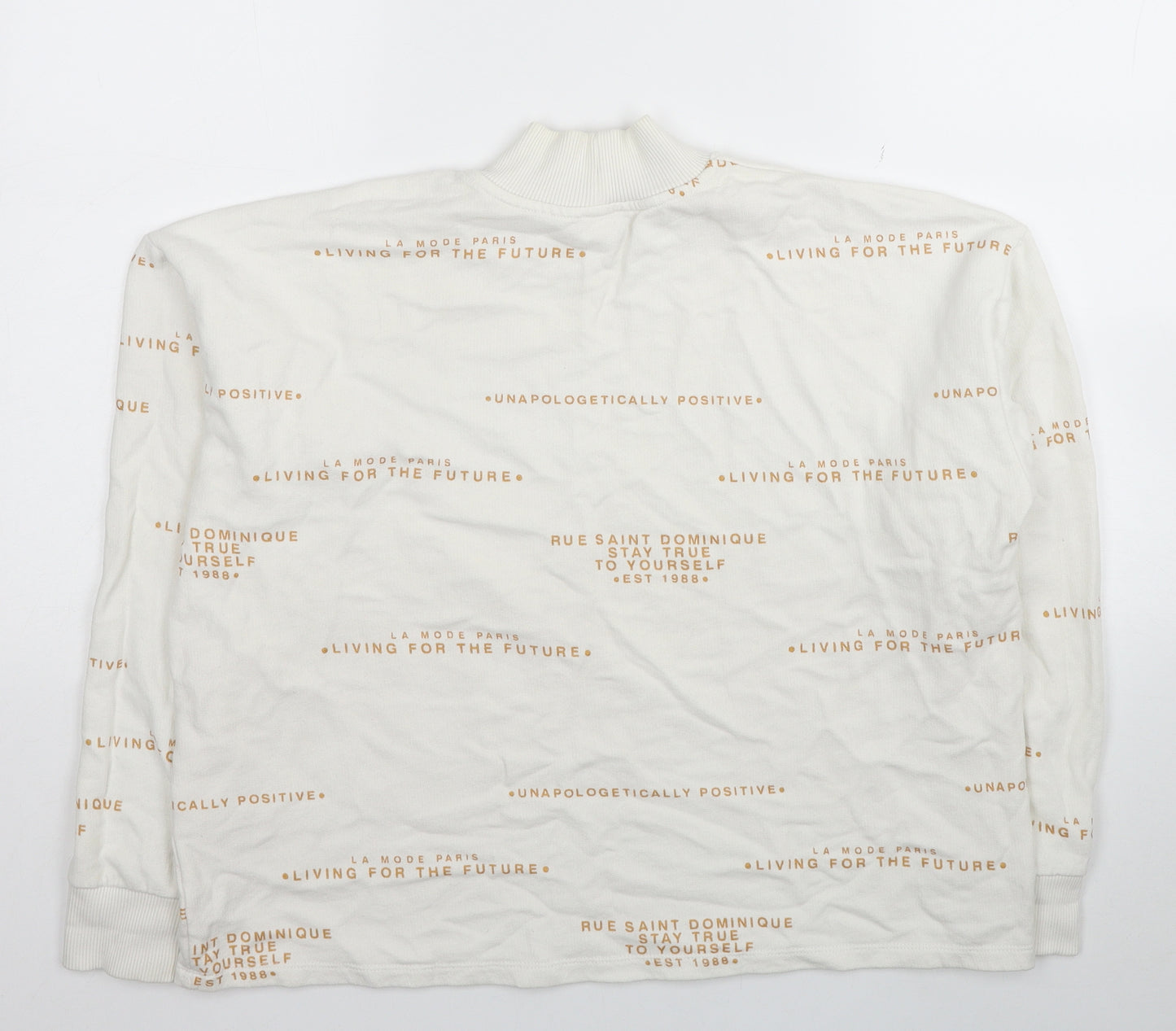 River Island Womens White Cotton Pullover Sweatshirt Size S Pullover - Unapologetically Positive