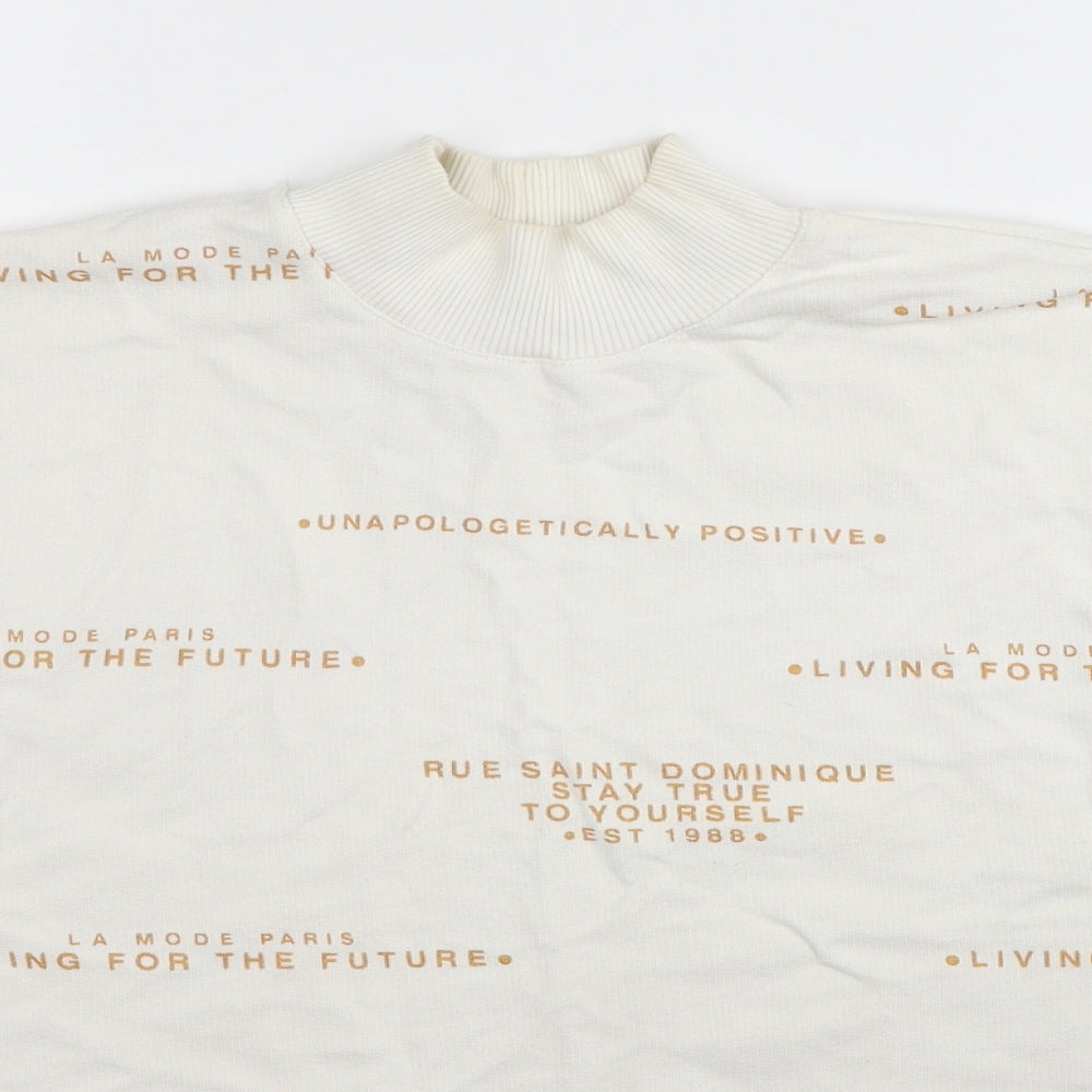 River Island Womens White Cotton Pullover Sweatshirt Size S Pullover - Unapologetically Positive