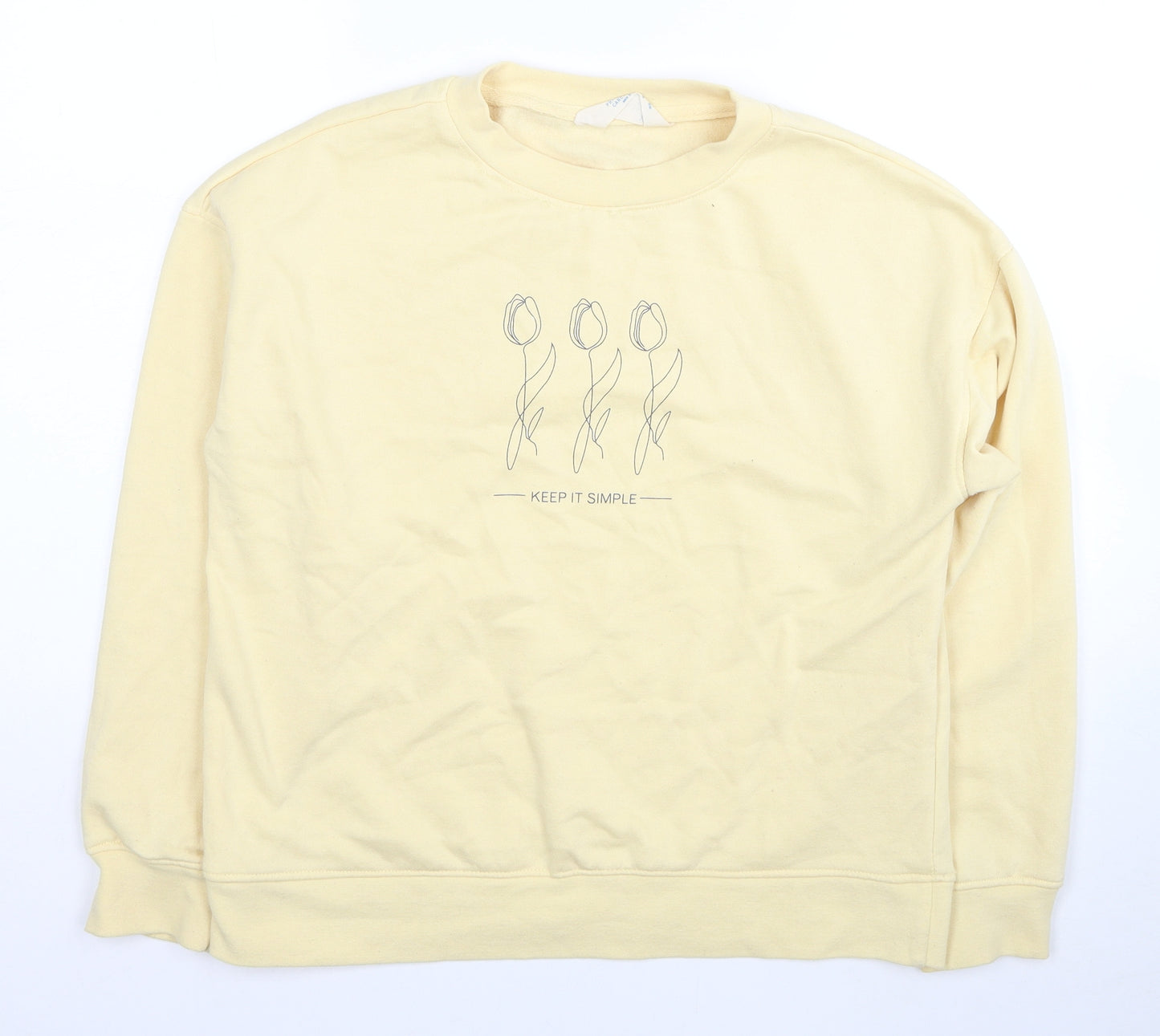 Primark Womens Yellow Polyester Pullover Sweatshirt Size 6 Pullover - Keep It Simple Flower Size 6-8