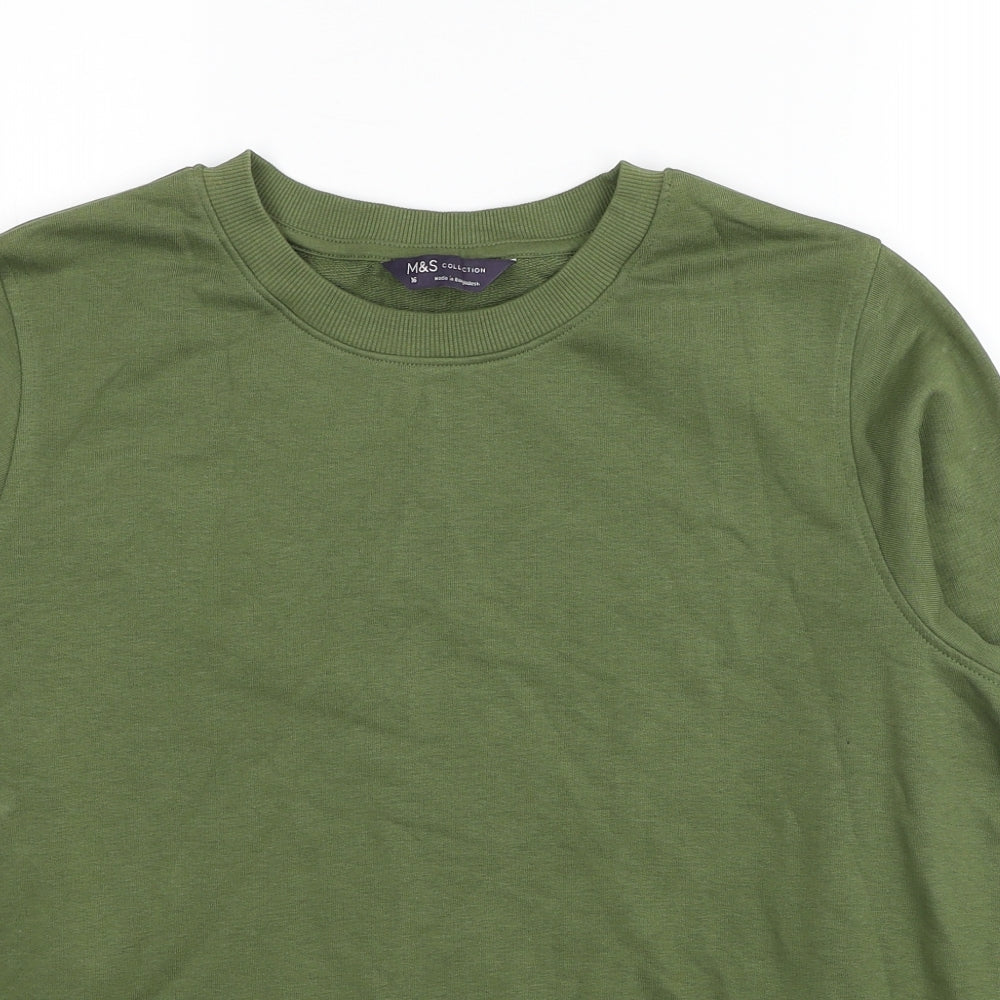 Marks and Spencer Womens Green Cotton Pullover Sweatshirt Size 16 Pullover