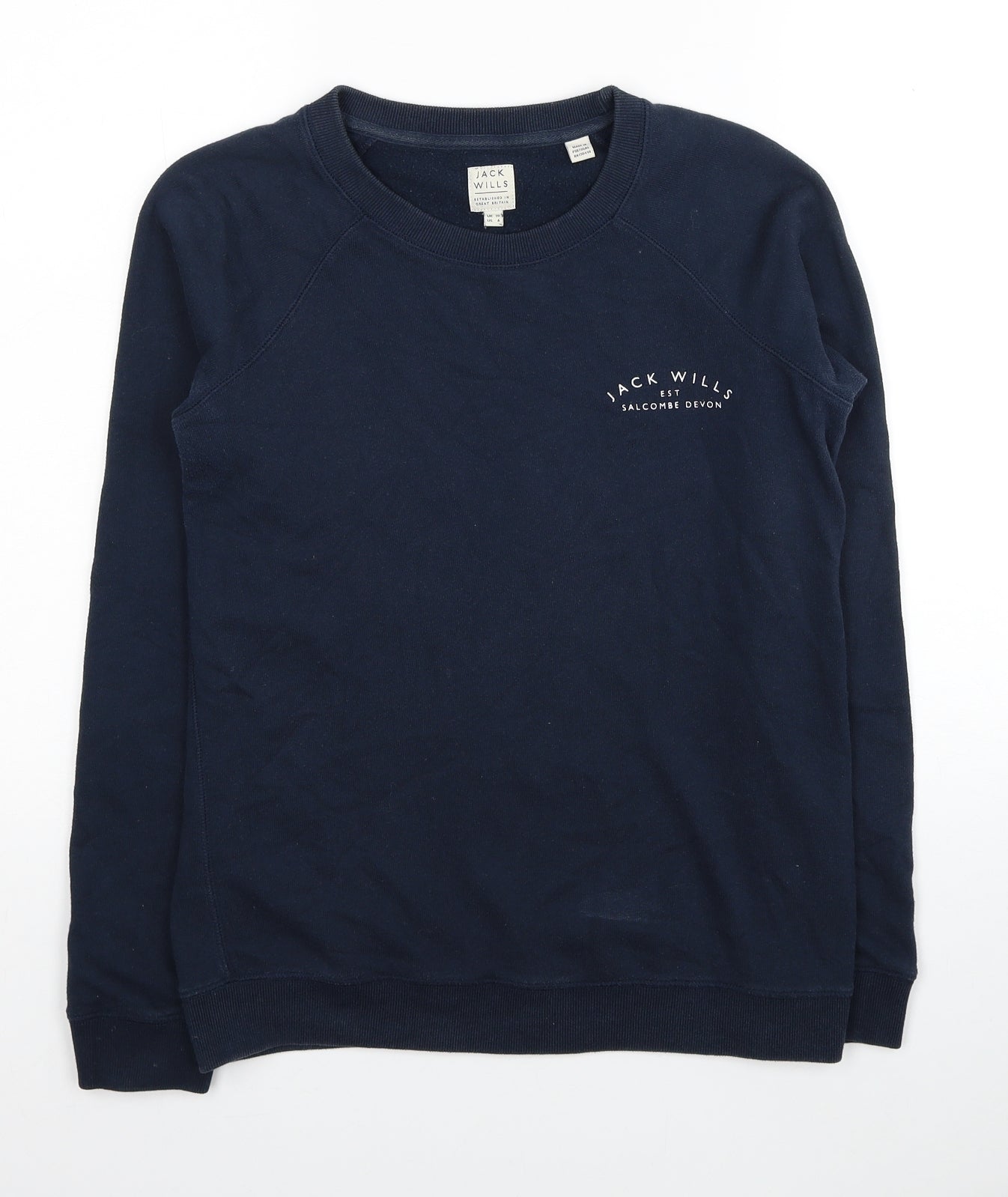 Jack Wills Womens Blue Cotton Pullover Sweatshirt Size 10 Pullover