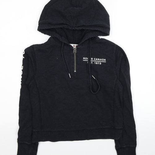 Roots Womens Black Cotton Pullover Hoodie Size XS Pullover