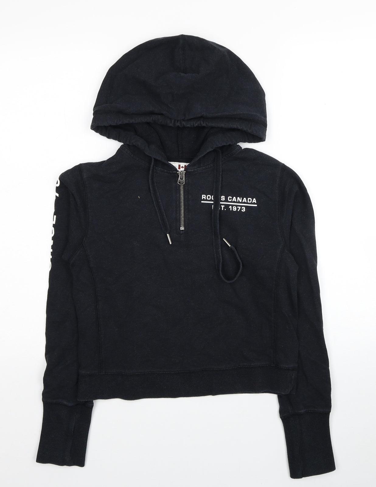 Roots Womens Black Cotton Pullover Hoodie Size XS Pullover