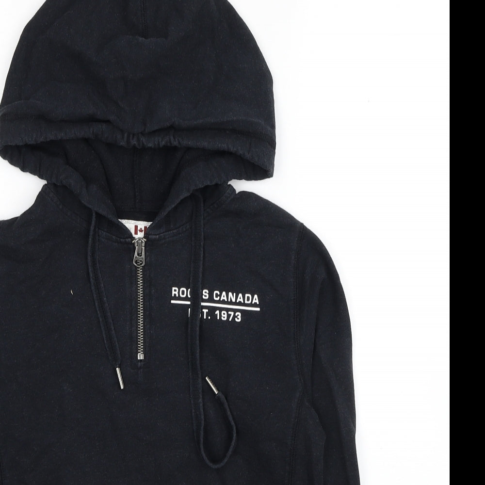 Roots Womens Black Cotton Pullover Hoodie Size XS Pullover