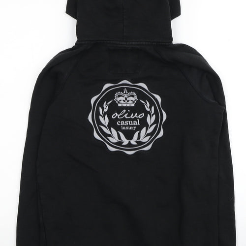 Olivo Boys Black Cotton Full Zip Hoodie Size L Zip - Casual Luxury