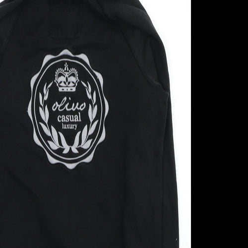 Olivo Boys Black Cotton Full Zip Hoodie Size L Zip - Casual Luxury
