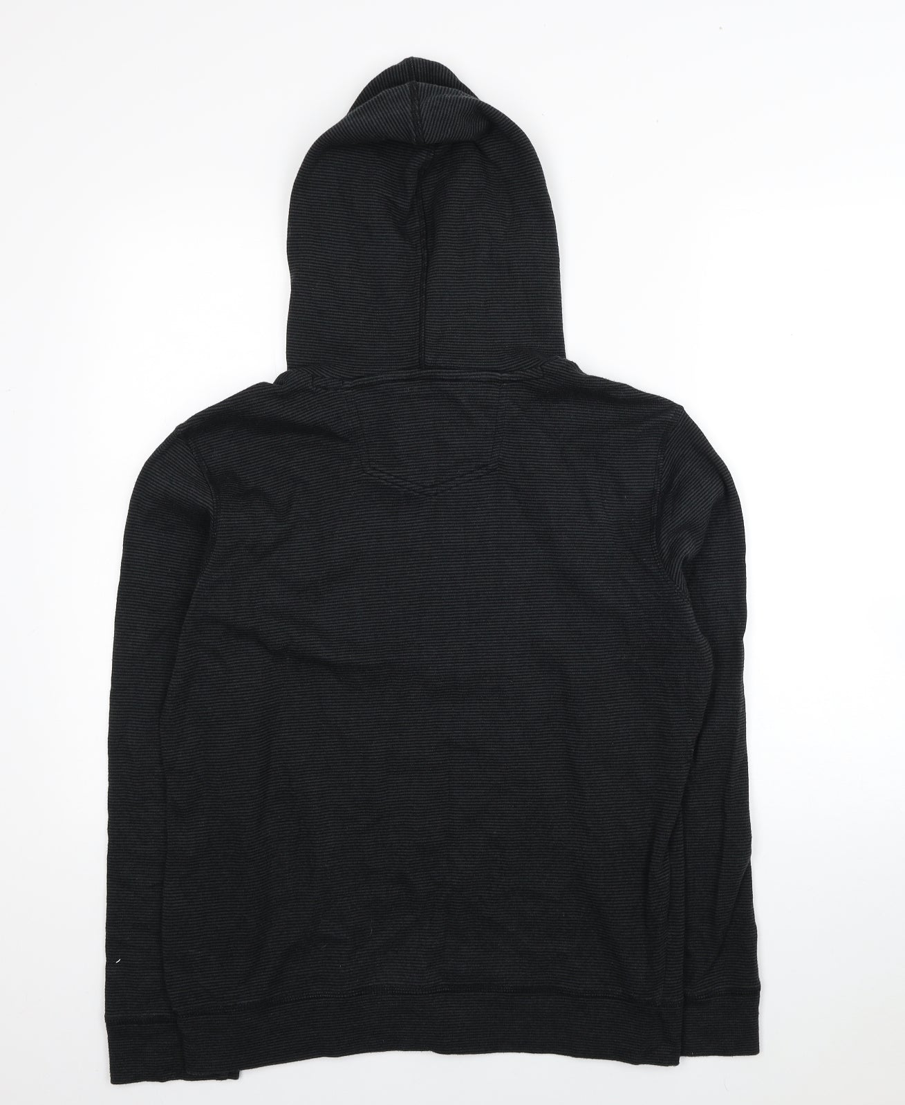 Fat Face Mens Black Striped Cotton Pullover Hoodie Size S