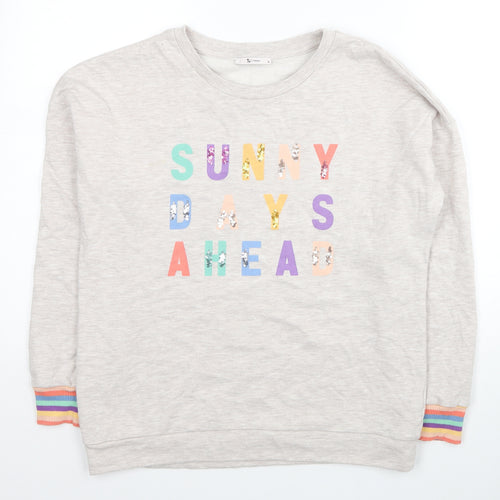 TU Womens Grey Cotton Pullover Sweatshirt Size 10 Pullover - Sunny Days Ahead