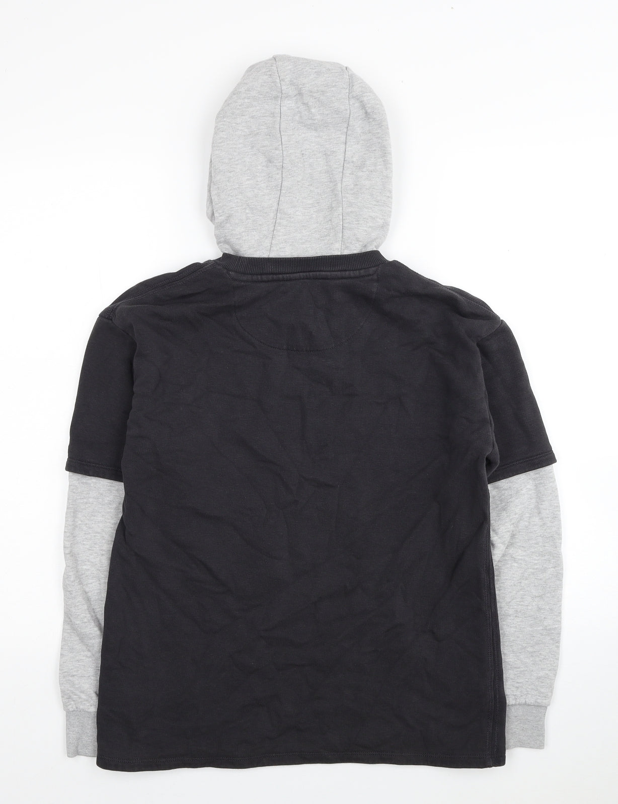 Marks and Spencer Boys Black Colourblock Cotton Pullover Hoodie Size 12-13 Years Pullover - Space Jam