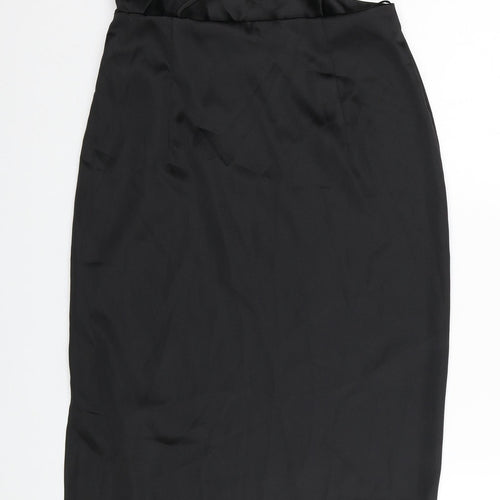 Zara Womens Black Polyester Slip Dress Size XS Sweetheart Zip