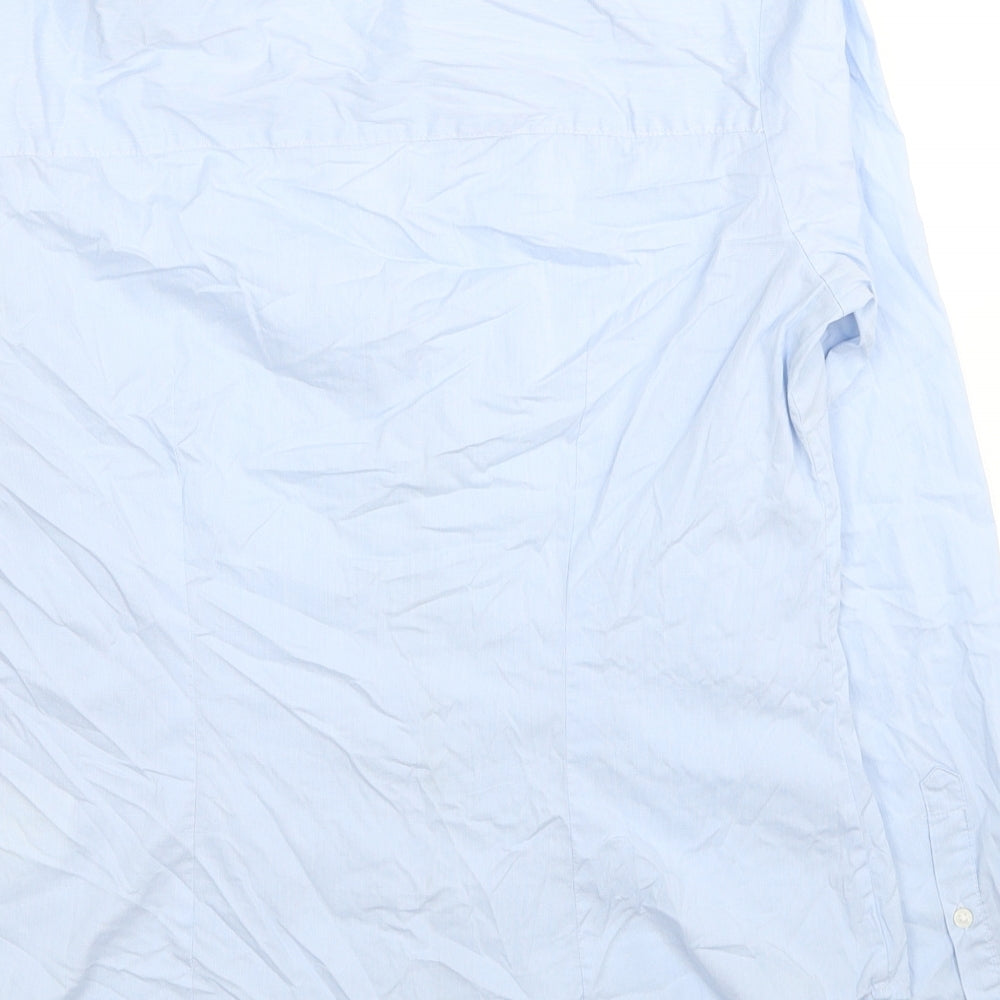 H&M Womens Blue Cotton Basic Button-Up Size 12 Collared