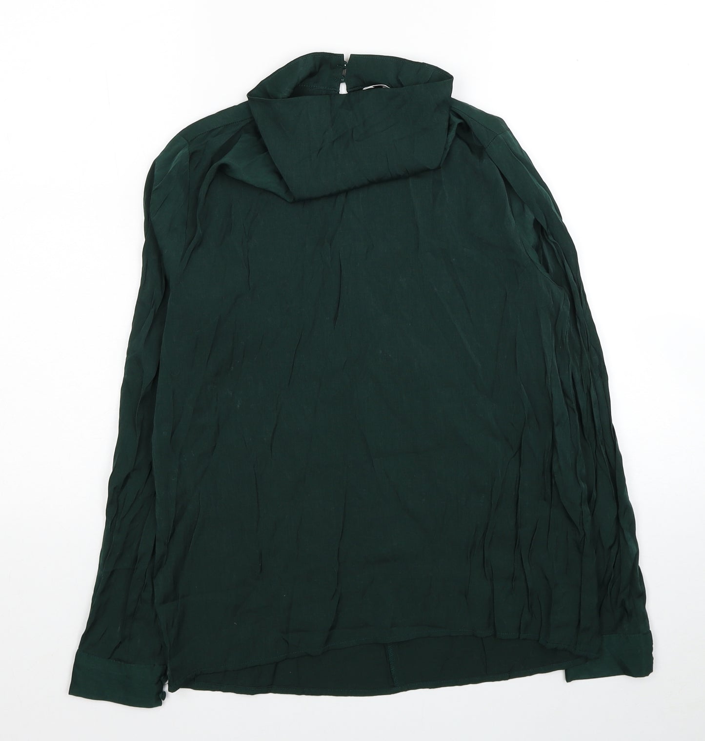 H&M Womens Green Polyester Basic Blouse Size 8 Cowl Neck