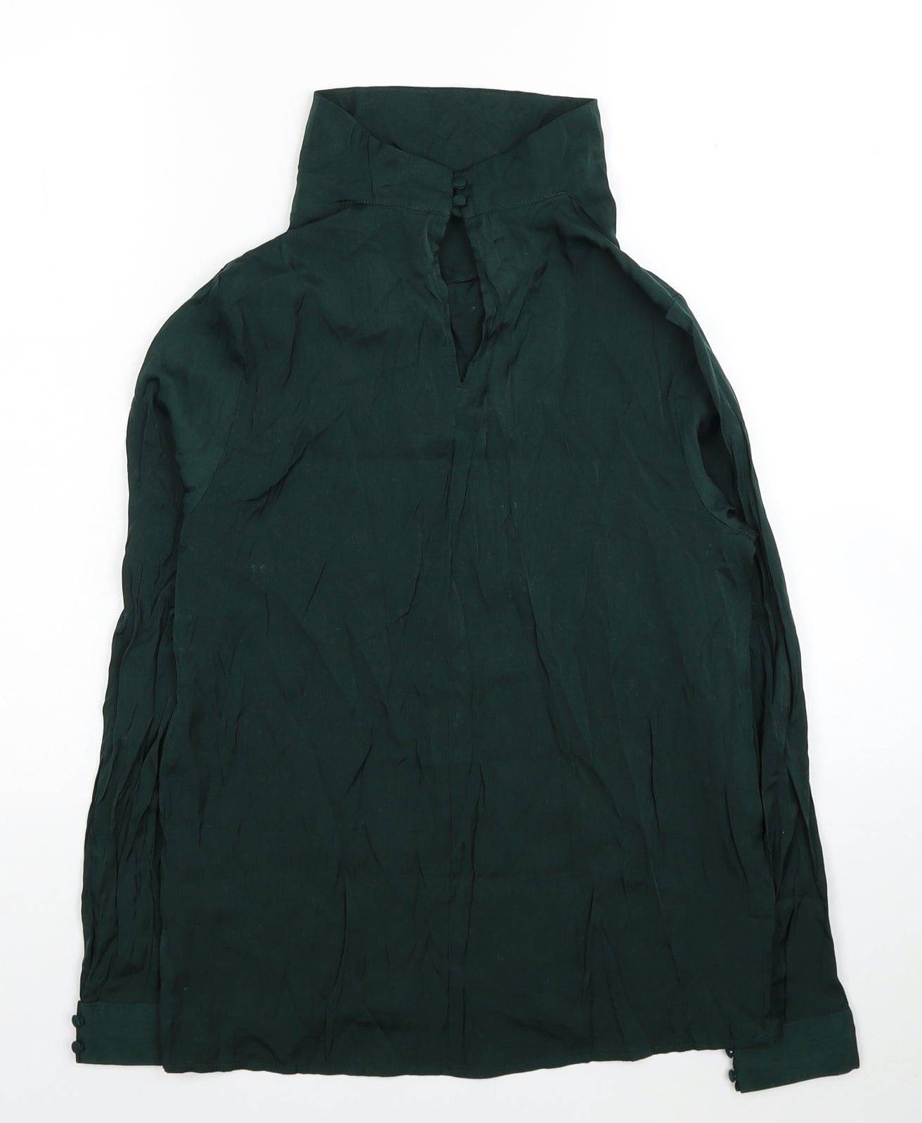 H&M Womens Green Polyester Basic Blouse Size 8 Cowl Neck