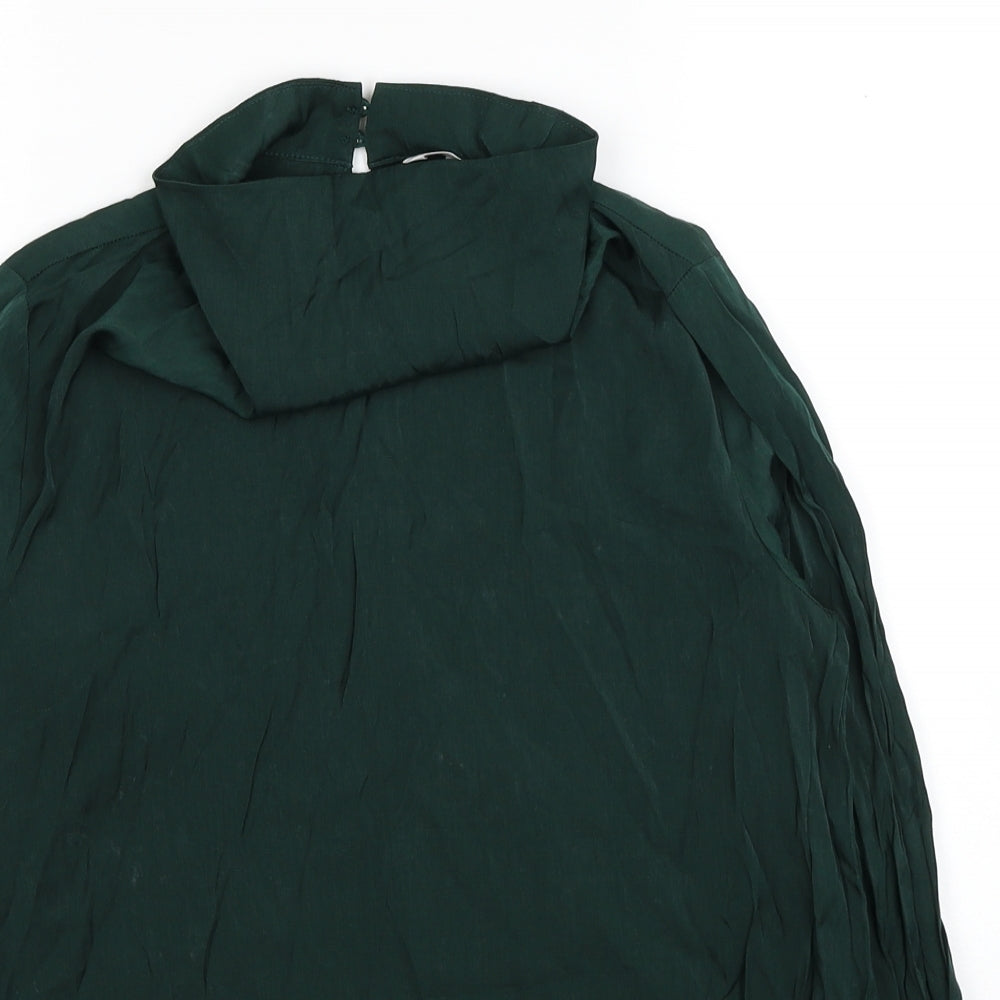 H&M Womens Green Polyester Basic Blouse Size 8 Cowl Neck