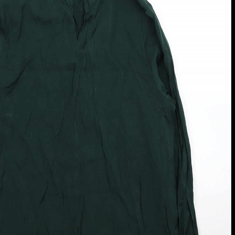H&M Womens Green Polyester Basic Blouse Size 8 Cowl Neck
