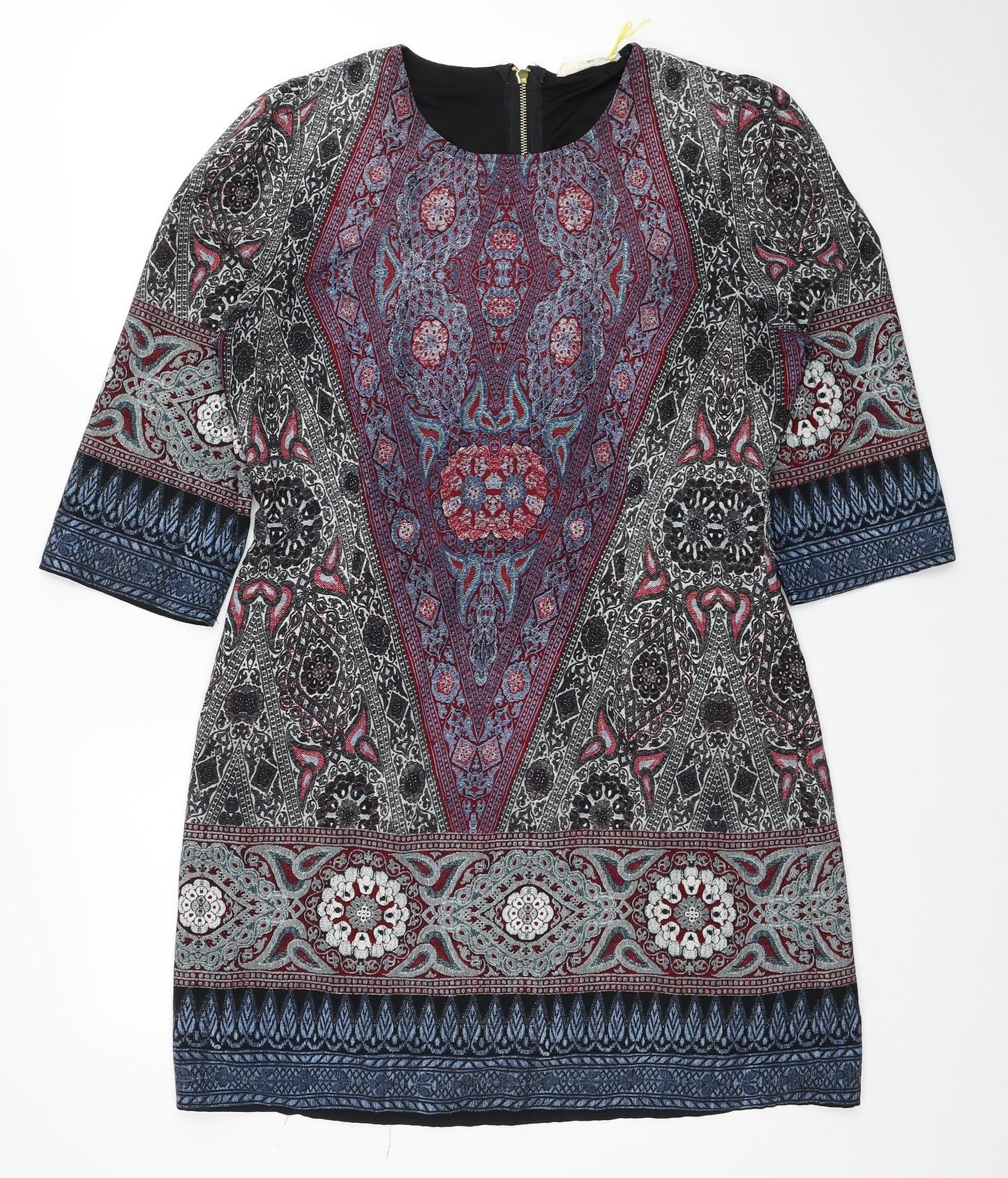 Bow & Arrow Womens Multicoloured Geometric Polyester A-Line Size L Scoop Neck Zip