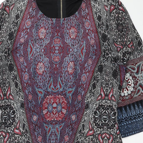 Bow & Arrow Womens Multicoloured Geometric Polyester A-Line Size L Scoop Neck Zip