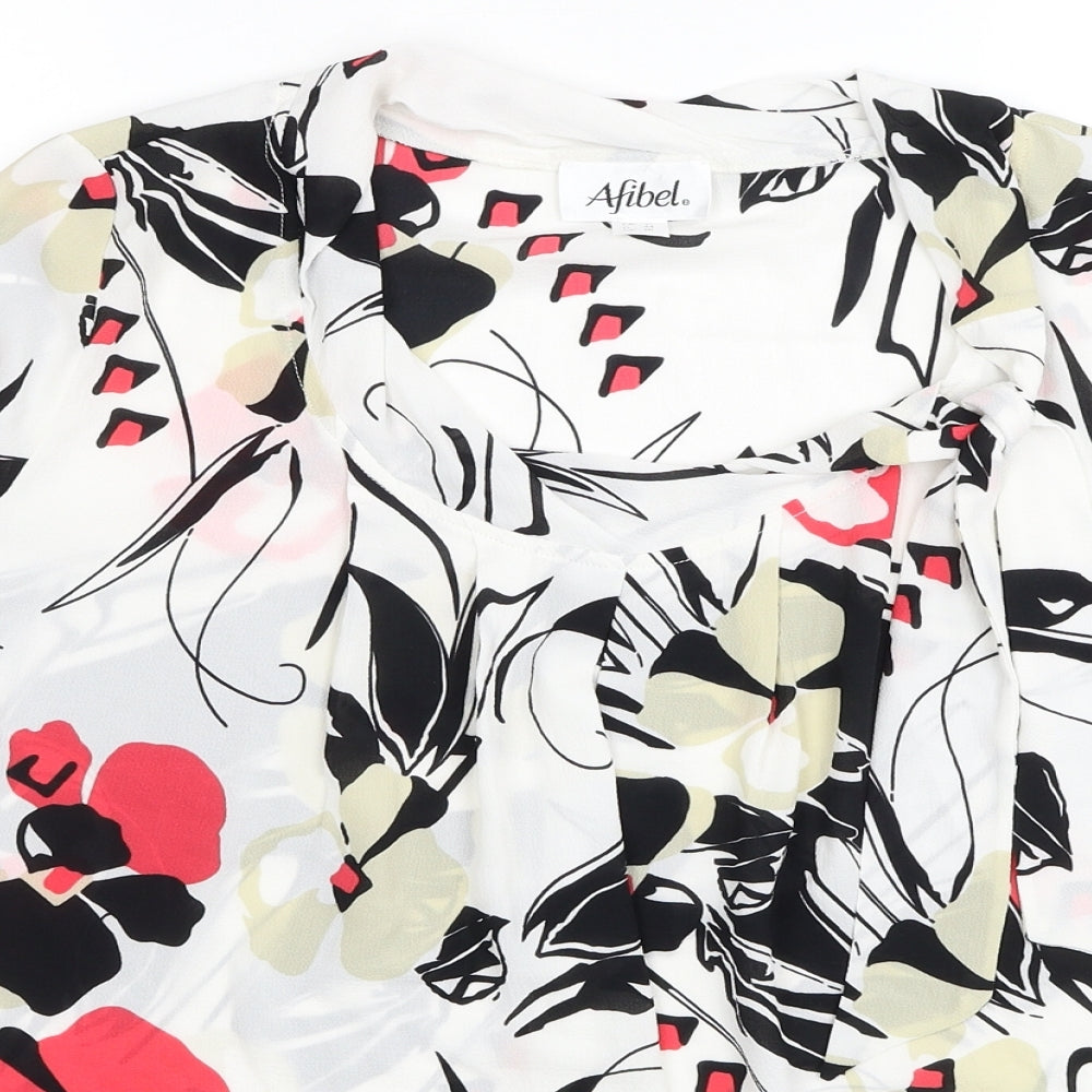 Afibel Womens Multicoloured Floral Polyester Basic Blouse Size 16 Scoop Neck