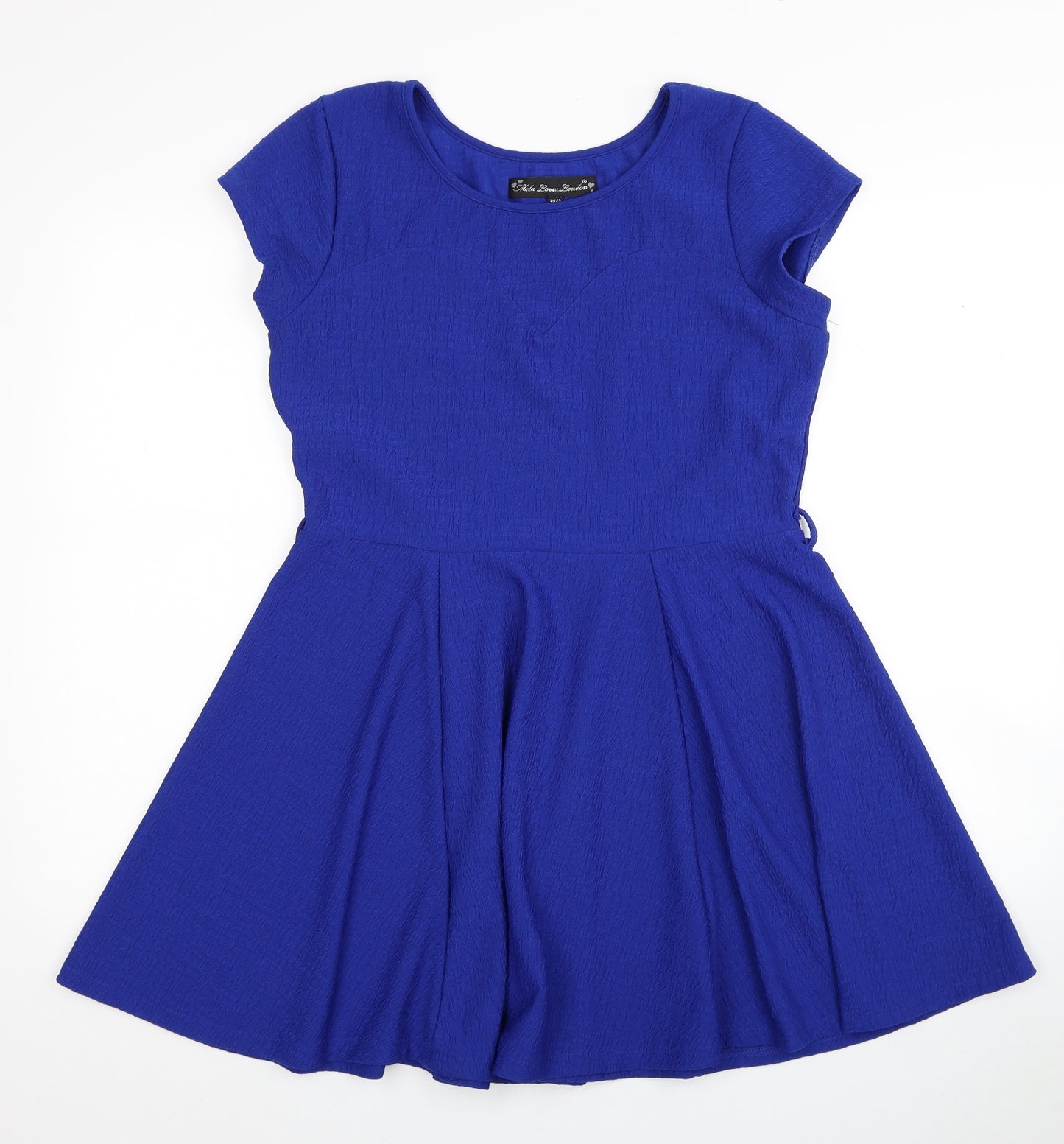 Mela London Womens Blue Polyester Fit & Flare Size 12 Scoop Neck Pullover