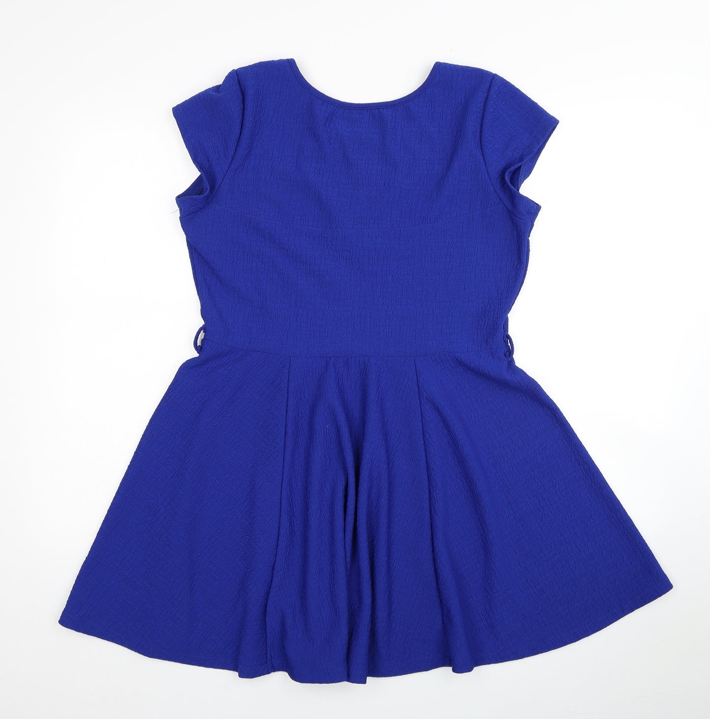 Mela London Womens Blue Polyester Fit & Flare Size 12 Scoop Neck Pullover
